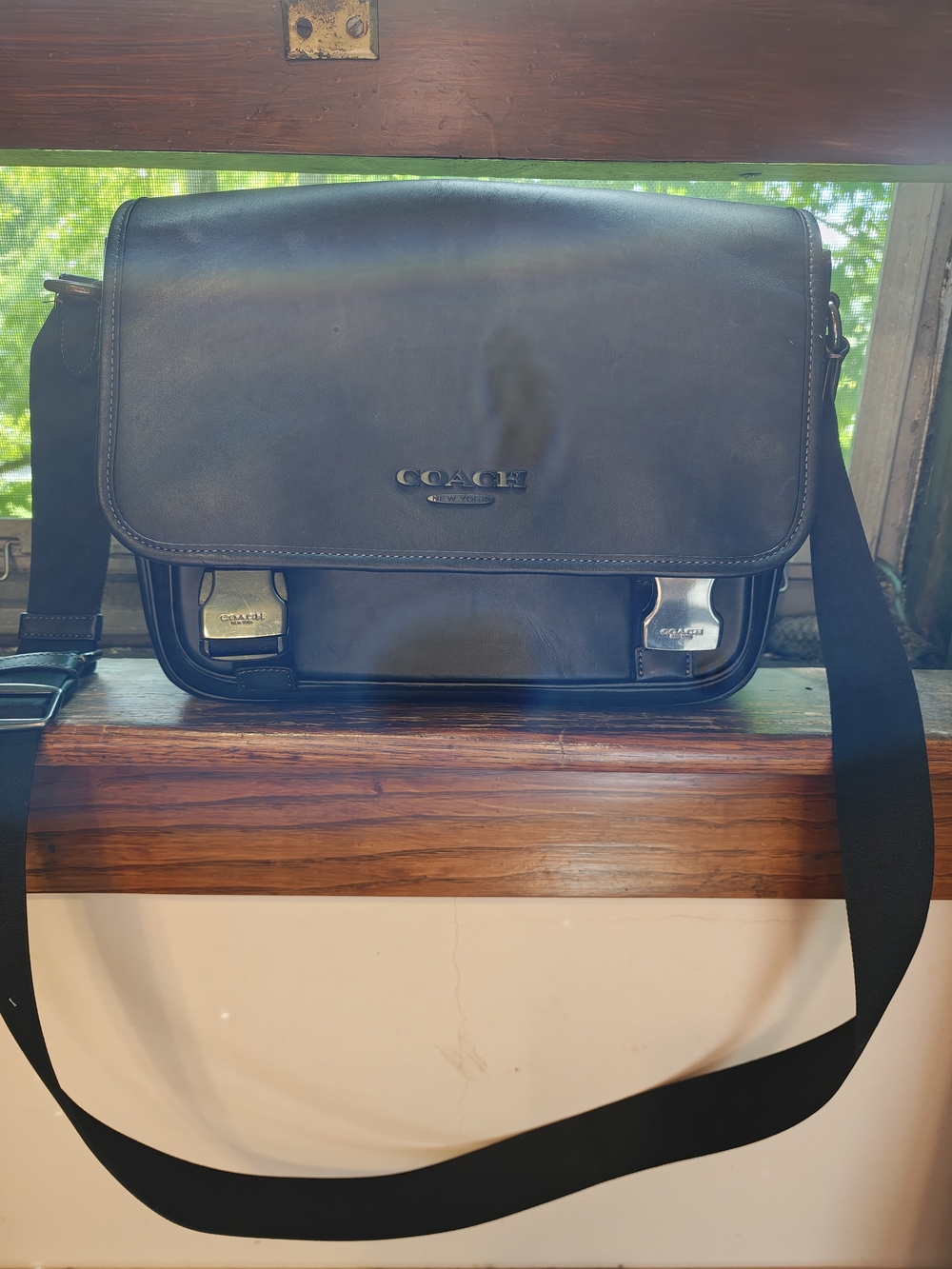COACH Black Leather Messenger Bag